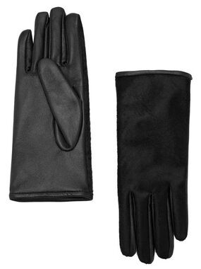 Kenneth Cole reaction Black Leather & Suede stripe Button Gloves for small hands